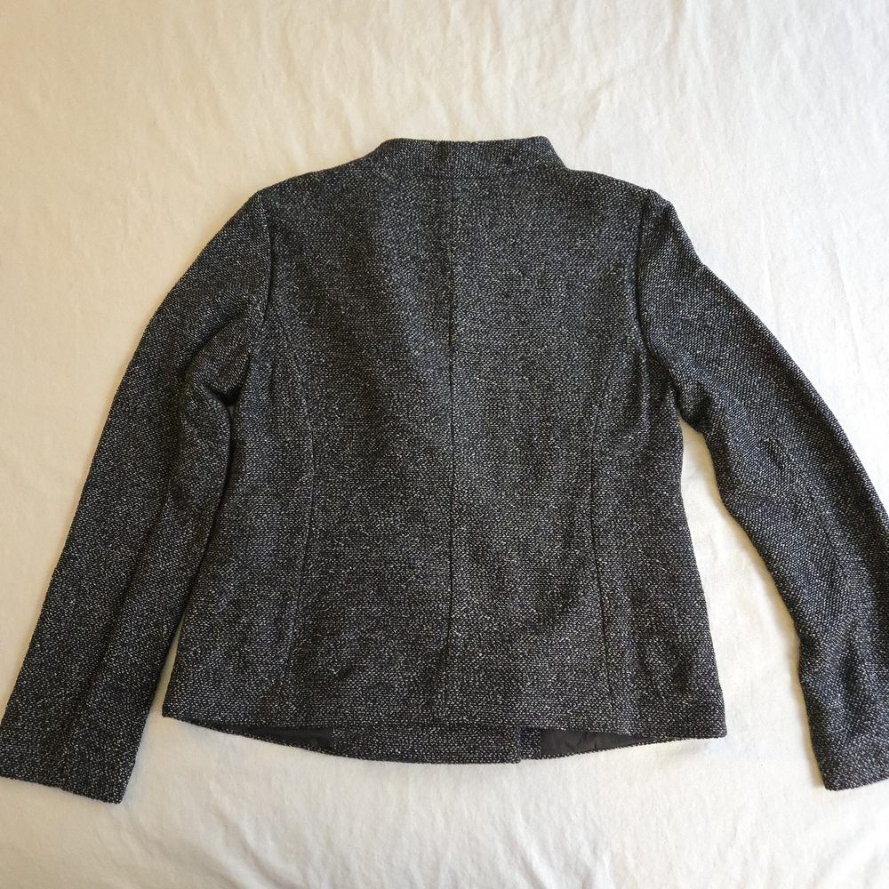 LOFT Dark Gray Tweed Double-Breasted Moto Blazer EB3 - Picture 13 of 15